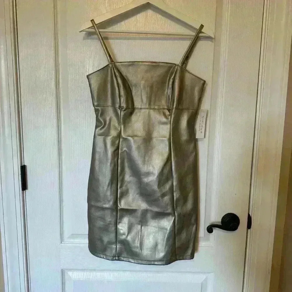 Kirious Los Angeles womens dress Medium pewter metallic mini basic cocktail